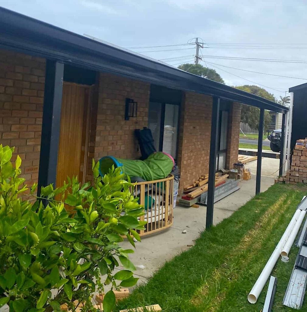 Metal roof gutter replacement job by Barnes Family Roof Plumbing